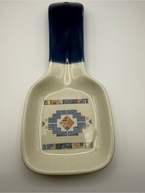 Vintage‎ Otagiri Mary Ann Baker Spoon Rest Southwestern Blue Stoneware Japan 10”